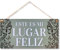 CARISPIBET Este es mi lugar feliz placa de decoración de pared adorno colgante señale decorativo de entrada 15 x 30 cm