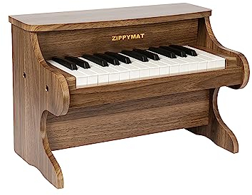 ZIPPY MAT Kinder Klavier Tastatur, 25 Tasten Digitalpiano für Kinder, Mini Musik Lerninstrument Spielzeug, Holz Klavier für Kleinkinder Mädchen Jungen