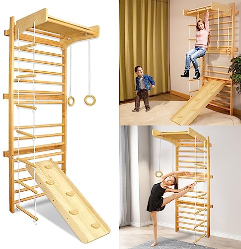 YARDIN Klettergerüst Indoor Sprossenwand für kinderzimmer Sprossenwand Holz Kletterwand bis 100 kg belastbar für Erwachsene & Kinder