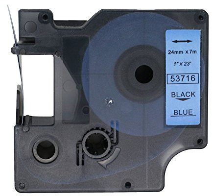 BROVACS 1er-Pack Schriftband Schwarz auf Blau, kompatibel mit Dymo D1 53716 24 mm (1 Zoll) OPA2416