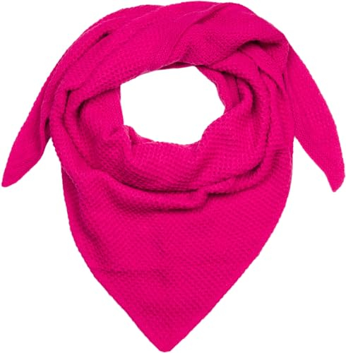 styleBREAKER Damen XXL Strick Dreieck Schal Einfarbig mit Reiskorn Strickmuster, Warmes Herbst Winter Maxi Dreieckstuch 01020048, Farbe:Pink