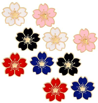 KGDUYC Sakura-Brosche für Mantel, Jacke, Hut, Kirschblüte, Emaille für ADL, 10 St.