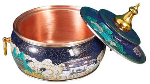 HHCTEBEC Cloisonne Kupfer Hot Pot Einzel-Selbstbedienungs-Speisetopf Emaille EIN-Personen-Topf Haushalts-Induktionsherd Kleiner Kupfertopf Geeignet für Familien-Hauspartys,G