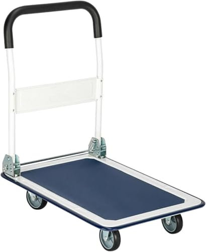 XCHSXYL Plattformwagen, Plattformwagen, Klappwagen mit Schwenk- und Bockrädern, beweglicher Handwagen aus Stahl für Lager und Fabrik, 150 kg maximale Tragkraft, Schiebewagen, Transportwagen