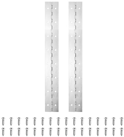 PATIKIL 16x2 Inch Piano Hinge, 2 Pack 304 Stainless Steel Continuous Hinge with Holes for Piano Gate Door Wooden Storage Box Cabinet Boat, Silver Tone