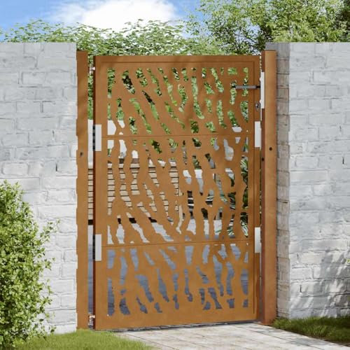 Fasba Gartentor 105x130 cm Wetterfester Stahl Spurendesign, Zauntor, Outdoor Tor, Eisentor, Sicherheitstor, Einfahrtstor Metall Zauntor