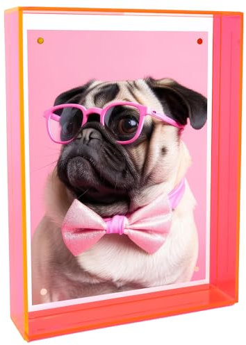 Ligtmor Acryl-Fotorahmen, geeignet für 11 x 16 cm, 4 x 6,Desktop- oder Wandmontage, dekorativer Tischrahmen, Desktop-Fotorahmen für das Home Office (Neonpink)