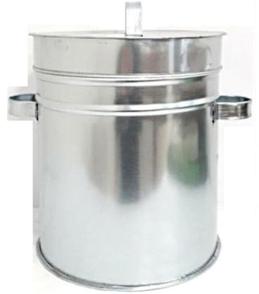 CONTENITORE SECCHIO SMORZA CARBONE SPEGNI BRACE IN FERRO Ø 37X57 h CENERE