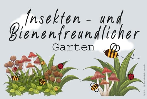 Gartenschild Insektenfreundlicher Garten, Blumenwiese, Blühwiese, 30 x 20 cm, Kunststoff, 1 mm Dicke