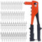 Comioke Rivettatrice Manuale 4 in 1, Pistola Rivettatrice, Kit Pistola per Rivetti con 200 Pezzi Rivetti, per Metallo, Legno e Plastica (2,4mm, 3,2mm, 4,0mm, 4,8mm)