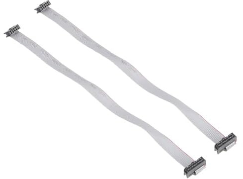 TA-VIGOR Lot de 2 câbles plats de 30 cm, pas de 2,54 mm IDC femelle vers femelle 10-16 broches pour connexions internes, compatibles avec lecteurs DVD, disques durs, lecteurs CD - Gris