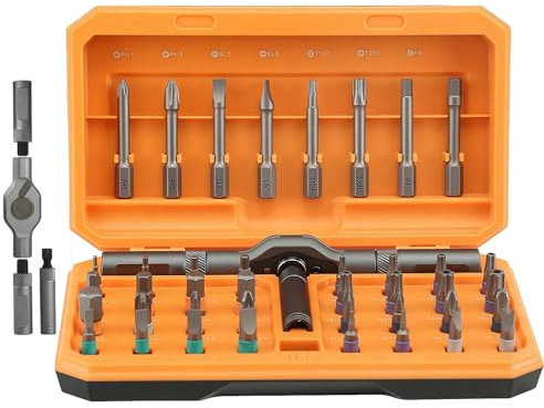 Set di cacciaviti magnetici 42 in 1, set di cacciaviti a cricchetto multiplo con manico a T e custodia, kit di strumenti di riparazione di precisione, per mobili, computer, biciclette, riparazioni