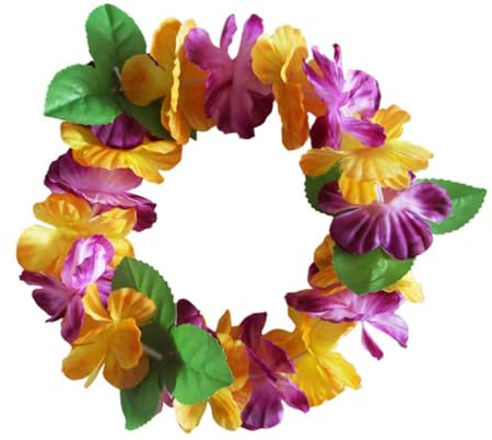 Set di Fascia Floreale Hawaiana in Poliestere, 6 Set per Festa