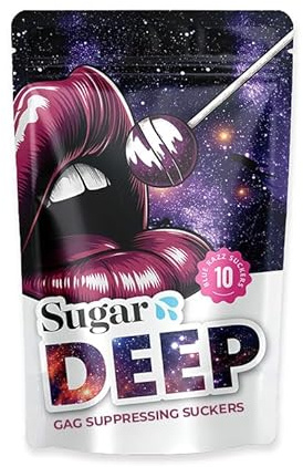 SUGAR SPLASH DEEP Gag Suppressing Sucker Purple Raspberry Flavored - No Gag Reflex - 10 Pack