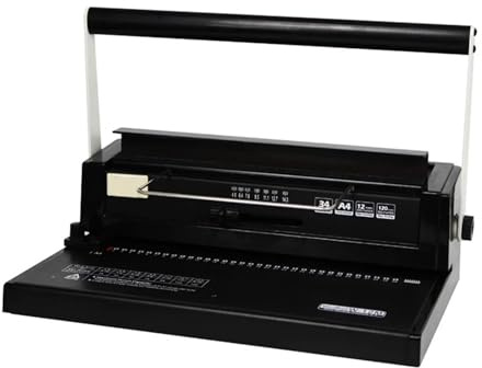 Bindemaschine Bindegerät, W12m Eisenring-Bindemaschine, 34-Loch-Loseblatt-Eisenring-Stanzmaschine, Doppelspule, manuelle Drahtbindemaschine