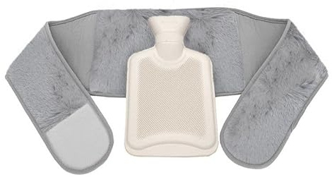 Aroma Home Grey Faux Fur 3 in 1 Wearable Hot Water Bottle - Tummy, Back & Hand Warmer