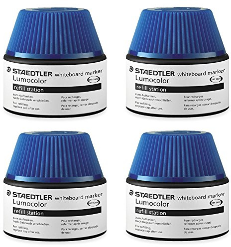 Staedtler Tinte fuer Marker Lumocolor refill station, 30 ml, (4x Stück, blau)