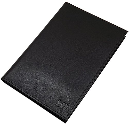 myledershop Echt Leder Ausweismappe 2 Fächer in Vegetabil Gegerbtem Rinderleder MJ-Design-Germany in Schwarz