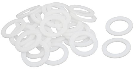 sourcing map 30St PTFE Flache Unterlegscheiben Dichtung 30mm AD 20mm ID 2mm Dicke Weiß