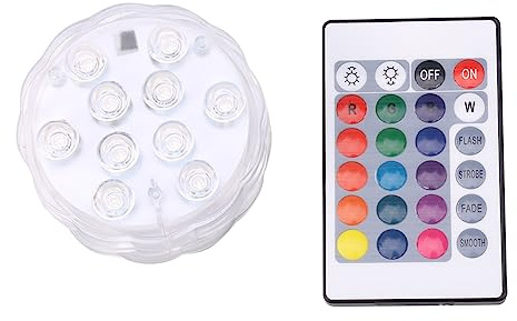 Submersible LED Lights, Remote Control Waterproof RGB Multi Color Changing 10 LED Battery Operated for Vase Wedding Party Fish Tank Decoration