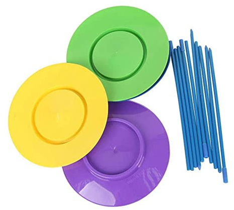 Colcolo Klassische Sportspielzeug Teller mit Stöcken Set Jonglieren Performance Requisiten Clown Calisthenics & Fähigkeitswerkzeug