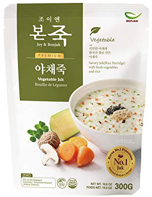BONJUK Vegetable (Juk) Rice Porridge - Korean soup stew Kfood, Hearty Breakfast Oat Meal – 10.6oz(300g), pouch type