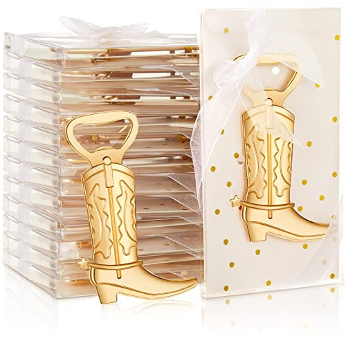 36 Pieces Cowboy Boot Bottle Openers Baby Shower Bottle Opener Favors for Guest Bridal Shower Party Bottle Opener Gifts for Baby Shower Wedding Birthday Party Favor Decoration Supplies (Gold)