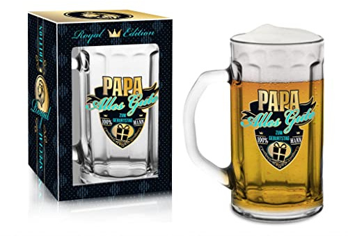 Abc Casa Boccale da birra per papà, 0,5 l, per compleanno, anniversario, onomastico, San Valentino, festa del papà, in confezione regalo, regalo per il papà