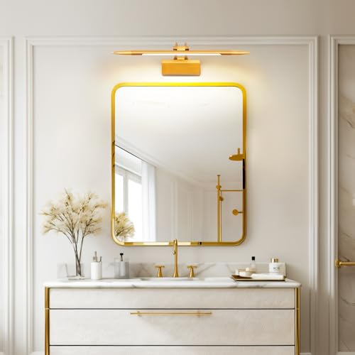 TYhogar LED Bathroom Wall Light 42cm, Dimmable Bathroom Mirror Light 6W Picture Lights for Wall Brass Mirror Vanity Sconce with Swivel Cabinet Lamp IP44 Makeup Lights Reading Lamps