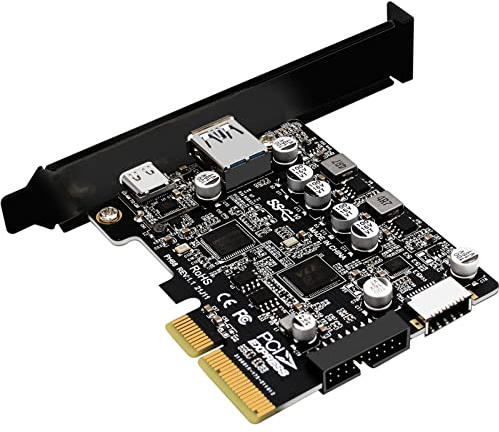 WANGCL USB C PCIE Karte PCI USB 3.2 Karte USB3.2 Anschluss+Type-C+Front Type-E+19/20PIN für Typ C Frontplattenmontage Adapter