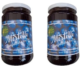 2 Confezioni di confettura di Mirtilli senza glutine - 78% di Frutta, Mirtilli italiane - Con Frutta di Alta qualità, Vegan - Senza conservanti e coloranti