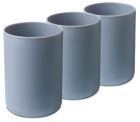 Ukaeno Lot de 3 gobelets à brosse à dents en plastique de qualité alimentaire, absolument incassables (gris)