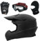 Zorax Negro Mate L (59-60cm) ZOR-X305 Casco Motocross & Guantes L(10cm) & Gafas & Pasamontañas - MX Quad ATV Casco Enduro Crash Certificado ECE 22.06