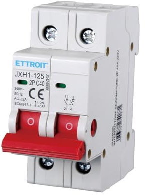 A2ZWORLD Interrupteur sectionneur 2P 240 VAC, 25 A, 40 A, 63 A, montage sur rail DIN, occupe 2 modules (40 A), Disjoncteur