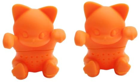 Ciieeo 2stücke Süßer Katzenförmiger Teefilter Aus Silikon Lustiger Teesieb Für Lose Teeblätter Lebensmittelecht Orange Einfach Zu Reinigen Für Teetassen Und Teekannen