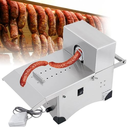 GBHJJ Legatrice Elettrica per Salsicce, Legatrice Commerciale per Salsicce con Interruttore a Pedale, Resistente Acciaio Inossidabile 304, Due modalità, Diametro Massimo 50 Mm,220V