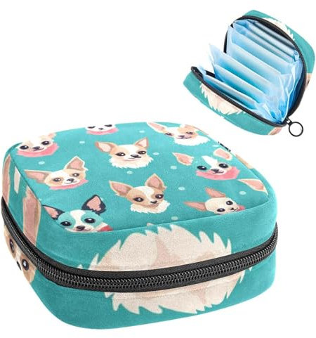 Borsa mestruale,Sacchetto di immagazzinaggio del tovagliolo sanitario,Cane chihuahua dell'arco,Supporto per tamponi per borsa