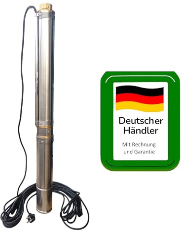 PAG Turbo GmbH® - 3,5 90mm Tiefbrunnenpumpe Brunnenpumpe 6,3-13bar sandresistent bis 5% 6300L/h - 0,8kW bis 1,5kW - 230V (3,5SDM 3-11)