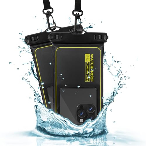 TAGVO Wasserdichte Schutzhülle für Smartphone, schwimmend, 2 Stück, IPX8, Schwimmtasche, Tasche für iPhone 15 PRO Max 14 PRO Plus Samsung Galaxy S24+ 6,9 Zoll bis 6,9 Zoll