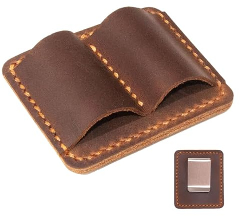 Mxshc Pennögla hållare dubbel pennklämma för anteckningsbok, läder pennhållare anteckningsbok pennring anti-förlorad penna organiserare penna förvaring klämma för notebook journal 7,5 x 6 cm