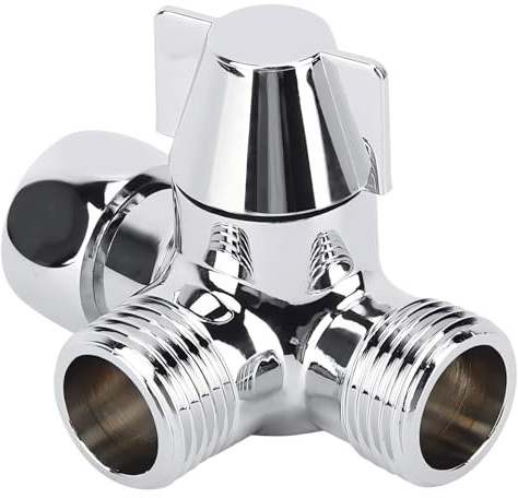 Valvola Deviatore Doccia a 3 Vie G1/2 a Forma di T, Adattatore per Soffione Doccia, Connettore Valvola di Ricambio per WC, Bidet, Doccia