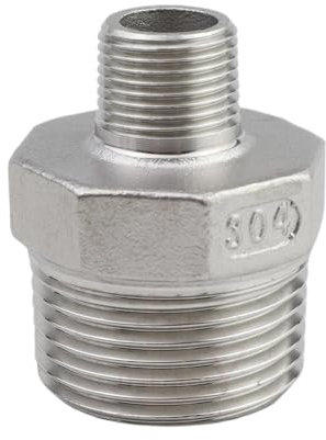 1/8 1/4 3/8 1/2 3/4 1 2 Außengewinde Reduzierstück Sechskantnippel 304 Edelstahl Rohrverschraubung Verbindungsstück Kupplungsadapter(DN40 to DN15)