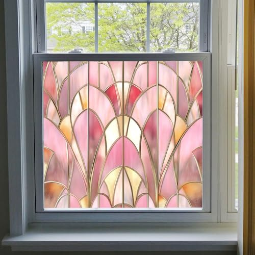 Milchglasfolie Golden Camel Pink Milchglasfolie Selbstklebend Fenster Fensterfolie Blickdicht Sichtschutz Sichtschutzfolie Fenster Klebefolie Fenster Sichtschutz Folie für Fenster 50x50cm/1 Pcs