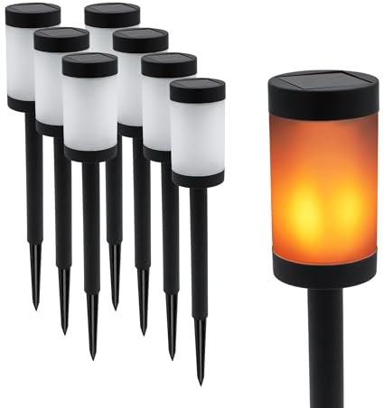 Lampada solare da vialetto con 12 fiamme LED, 41 x 6 cm, set da 8 pezzi, torcia da giardino con effetto fiamma realistico, lampada solare da giardino, illuminazione decorativa per esterni, terrazza