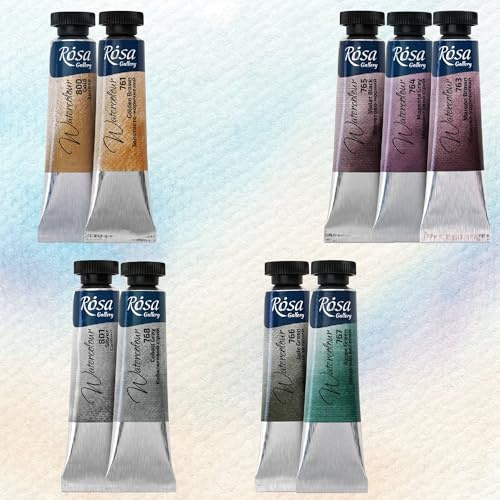 Rosa Gallery Granulation Professional Aquarellfarben 9 Tube x 10 ml (Granulation Set N17)