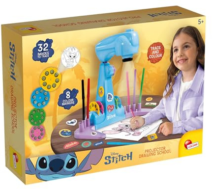 Lisciani - DISNEY STITCH - Projektorritningsskola för barn från 5 år - LED-projektor med 4 skivor - Kreativt kit med filtpennor, klistermärken och ark - Manuell aktivitet utan skärm