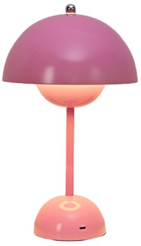 Bammare Flowerpot Tischlampe, Kabellos Nachttischlampe, Touch Dimmbar Flower Bud Lamp mit 3 Helligkeitsmodi, 3600mAh Wiederaufladbare Schreibtischlampe für Schlafzimmer, Wohnzimmer,Rosa