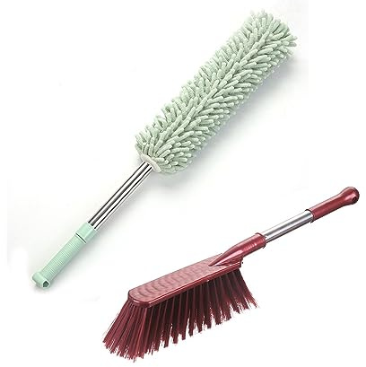 DQZRTUECA Ensemble de brosses à Main à Manche télescopique en Microfibre Chenille Multicolore(Green)