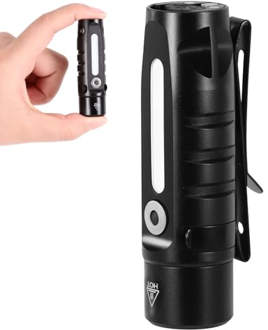 Weskjer Torcia Elettrica Magnetica Ricaricabile EDC Mini Torcia Tattica LED Campeggio Con Clip Cappuccio, Diverse Modalità di Illuminazione USB C, Impermeabile Per Escursioni E All'aperto