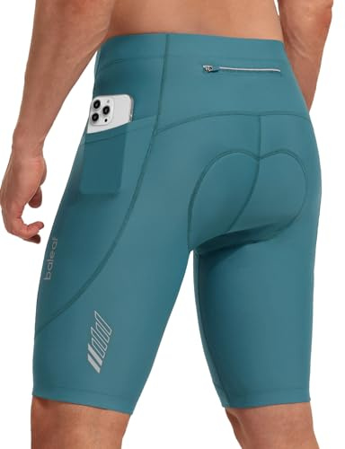 baleaf MTB Radlerhose Herren Gepolstert Kurz Atmungsaktiv | 4D sitzpolster hauteng, reflektierende, schnelltrocknend, rutschfester silikonbund, mit 2 seiten&hintertaschen für rennrad